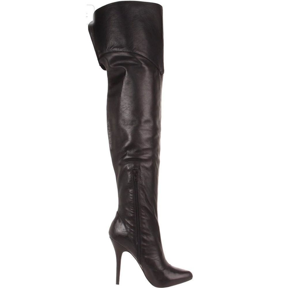 ZIGiny NEW YORK Black Julia Leather Over Knee Thigh Super High Boots S 8.5  NWOB